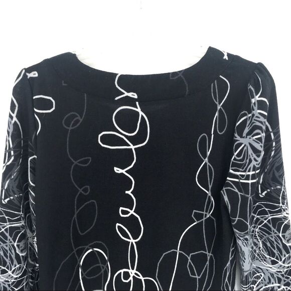 Papillon Sweater‎ Dress Sz M Black White Knit Abstract Print Fairygoth - Picture 6 of 7